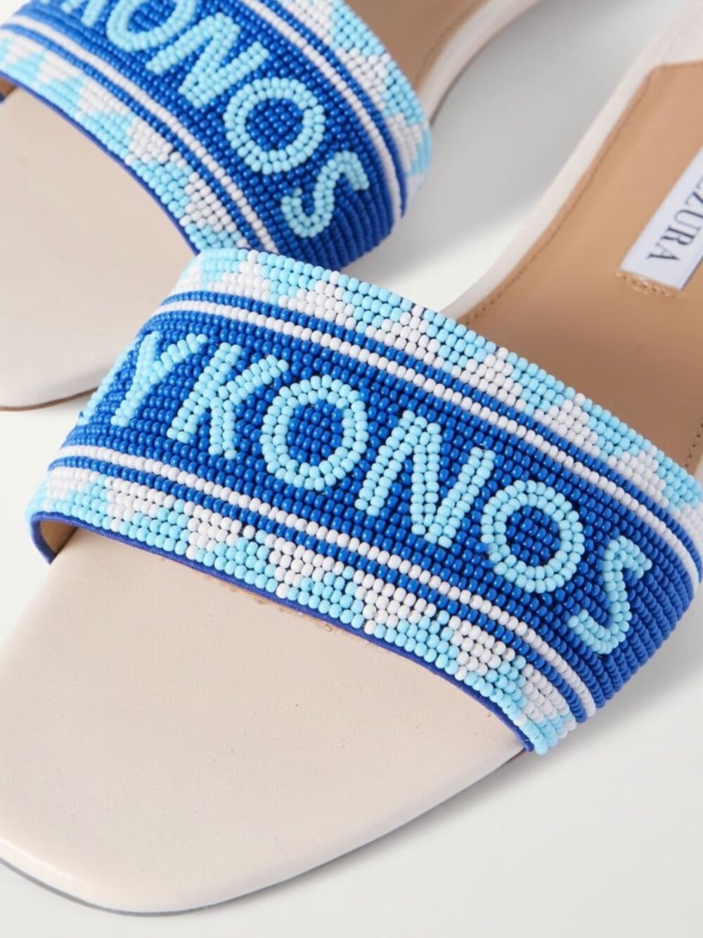 AQUAZZURA Mykonos beaded leather slides